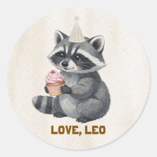 Autocollant Rond d'Anniversaire de Camp Cute Raton
