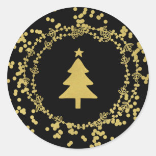 Autocollant rond d'arbre de Noël d'aluminium de