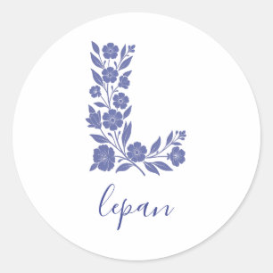 Autocollant rond d'art de monogramme en lettre L f