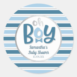 Autocollant rond de baby shower de garçon