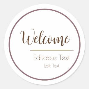 Autocollant Rond de Bienvenue Design Simple Minima