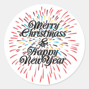 Autocollant rond de bonne année de Joyeux Noël