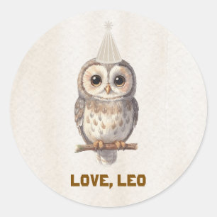 Autocollant Rond de Campagne de la Forêt de Hibou