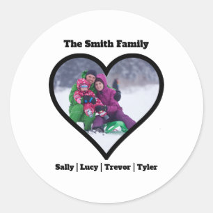 Autocollant rond de coeur familial personnalisé