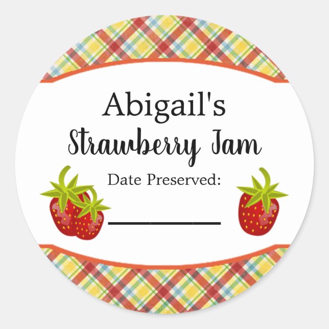 Autocollant rond de conserve fraise fruit (Devant)