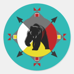 Autocollant rond de directions cherokee de l'ours