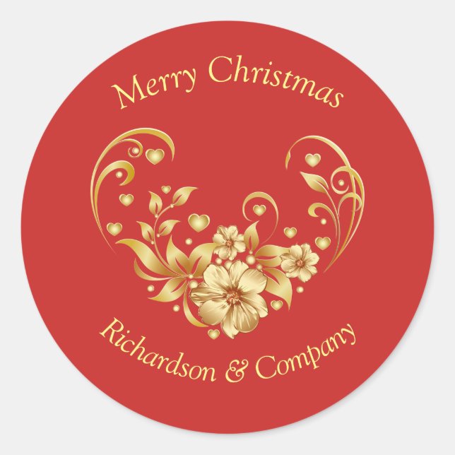 Autocollant rond de fête de Noël d'entreprise (Devant)