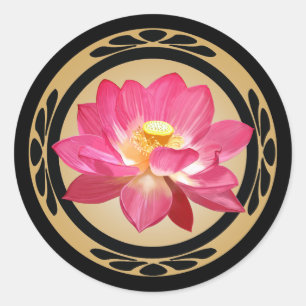 Autocollant rond de fleur de Lotus