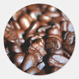Autocollant rond de grains de café