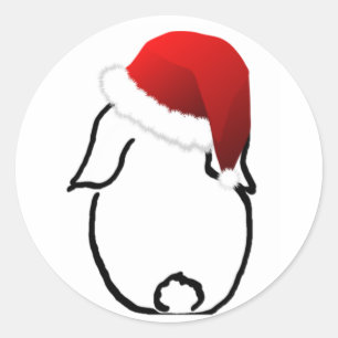 Autocollant rond de lapin de Père Noël