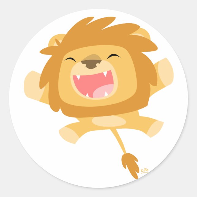 Autocollant rond de Lion rebondissant (Devant)