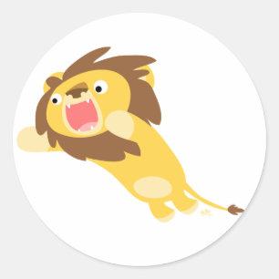 Autocollant rond de lion très affamé de bande