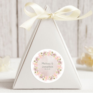 Autocollant Rond de Mariage Floral Magnolia Rouge 