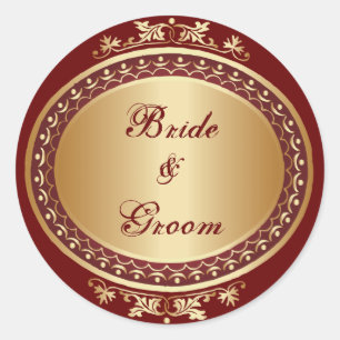 Autocollant rond de mariée et de chambre d'or