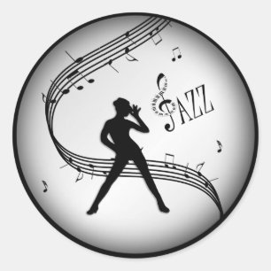 Autocollant rond de musique verte de danse jazz cl