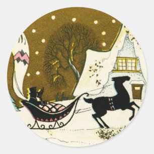 Autocollant rond de Noël victorien de pays