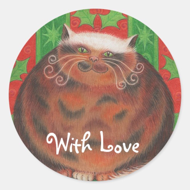 autocollant rond de Noël 'With Love!' (Devant)
