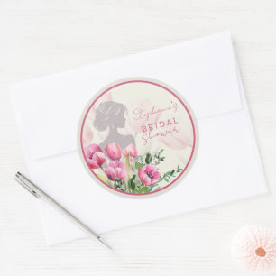 Autocollant rond de tulipe rose pour la douche de 