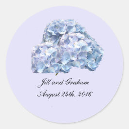 Autocollant Rond d'Hydrangeas Bleu Clair