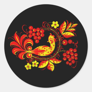 Autocollant rond d'oiseau d'or