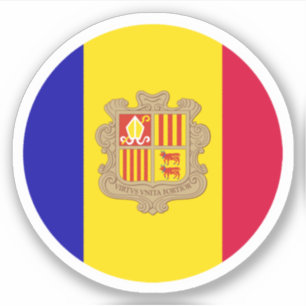 Autocollant rond drapeau d'Andorre
