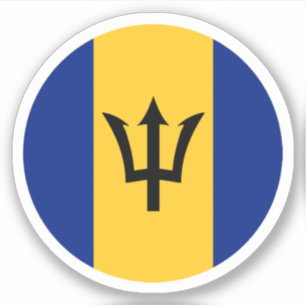 Autocollant Rond Drapeau de la Barbade