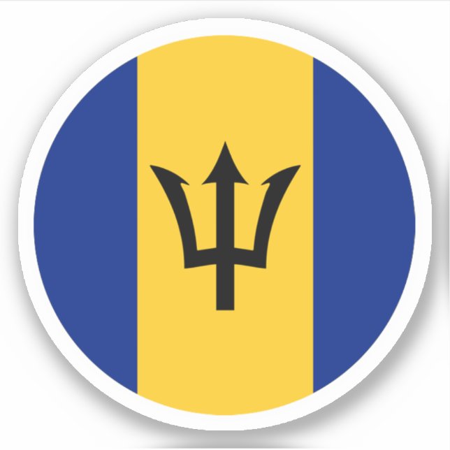Autocollant Rond Drapeau de la Barbade (Devant)