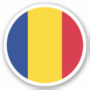 Autocollant rond drapeau de Roumanie