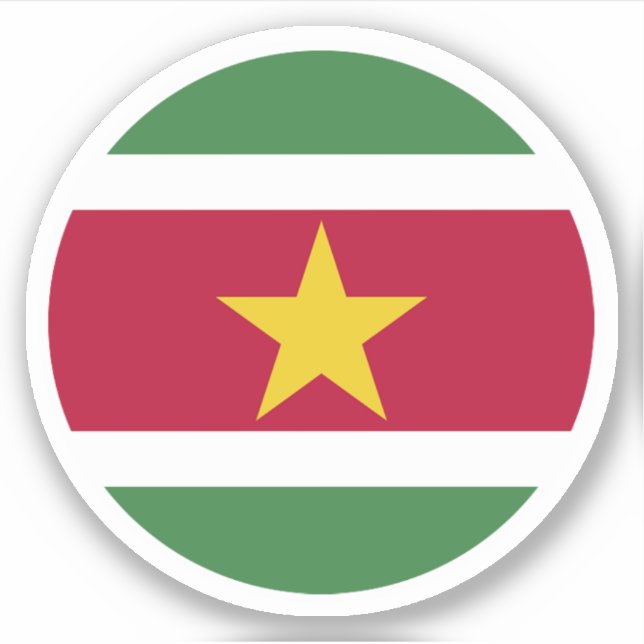 Autocollant Rond Drapeau du Suriname (Devant)