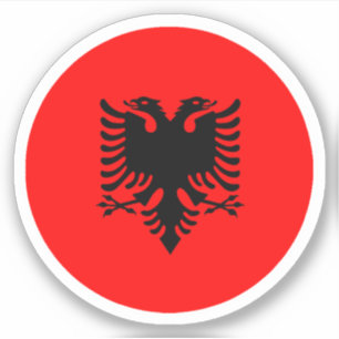 Autocollant rond du drapeau d'Albanie