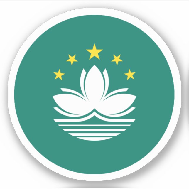Autocollant rond du drapeau de Macao (Devant)