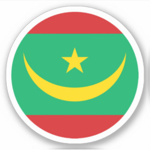 Autocollant Rond du Drapeau de Mauritanie