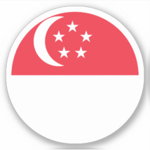 Autocollant rond du drapeau de Singapour