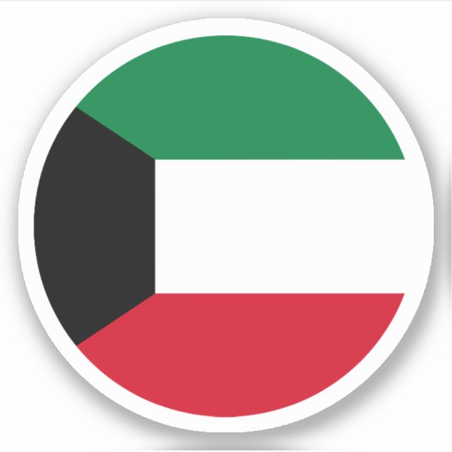 Autocollant Rond du Drapeau du Koweït (Devant)