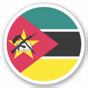 Autocollant Rond du Drapeau du Mozambique