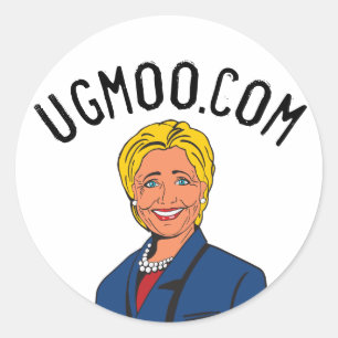 autocollant rond d'Ugmoo.com Hillary Clinton