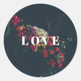 Autocollant Rond Élégant – Romantique Floral