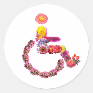 Autocollant rond en fauteuil roulant