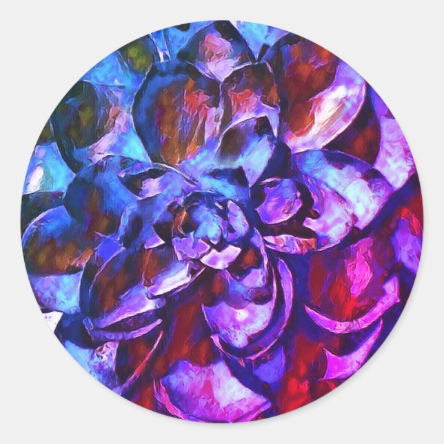 Autocollant rond fleur de saphir pourpre (Devant)
