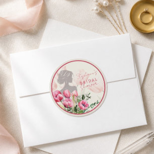 Autocollant Rond Fleurs de Tulipes Roses pour Ente
