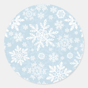 Autocollant rond Flocon de neige élégant (bleu giv