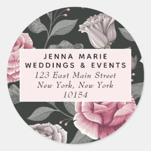 Autocollant rond floral vintage foncé