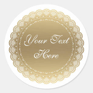 Autocollant rond Gold Doily personnalisable