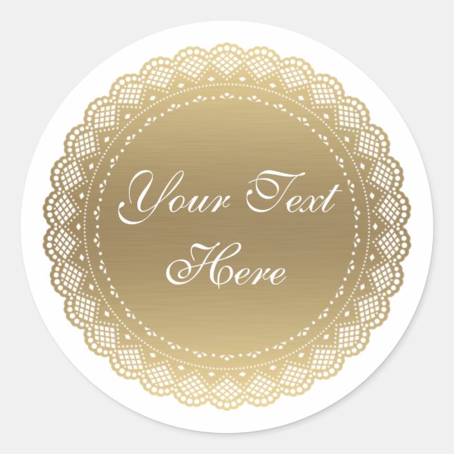 Autocollant rond Gold Doily personnalisable (Devant)