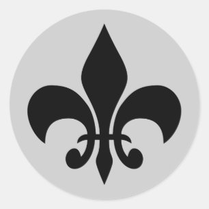 Autocollant rond gris Fleur de lis