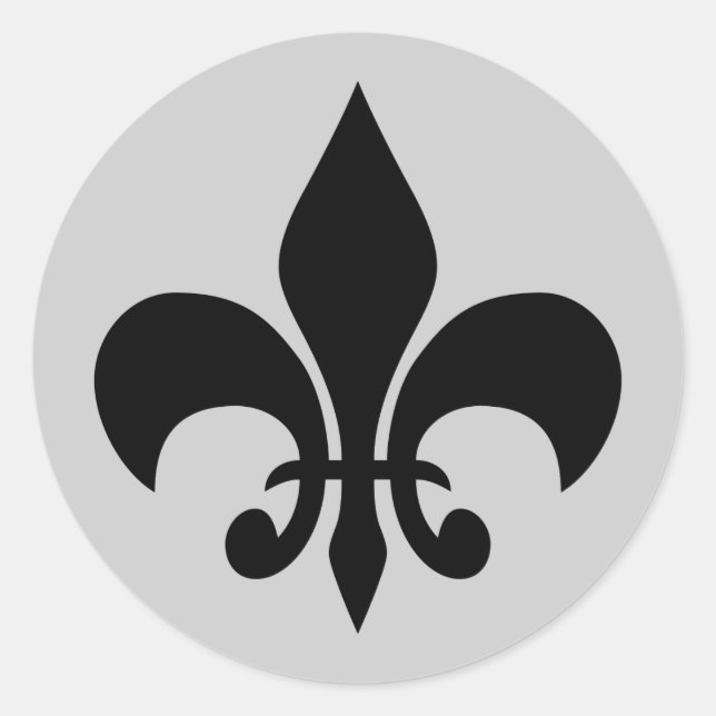 Autocollant rond gris Fleur de lis (Devant)