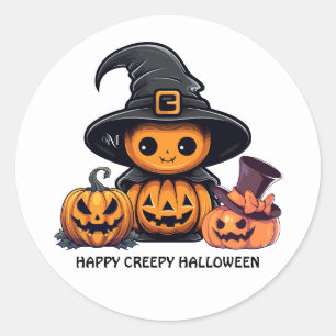Autocollant rond : HALLOWEEN Effrayant