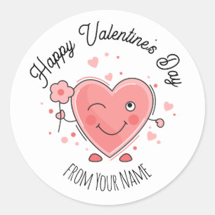 Autocollant rond Heureuse Sainte-Valentin classiqu