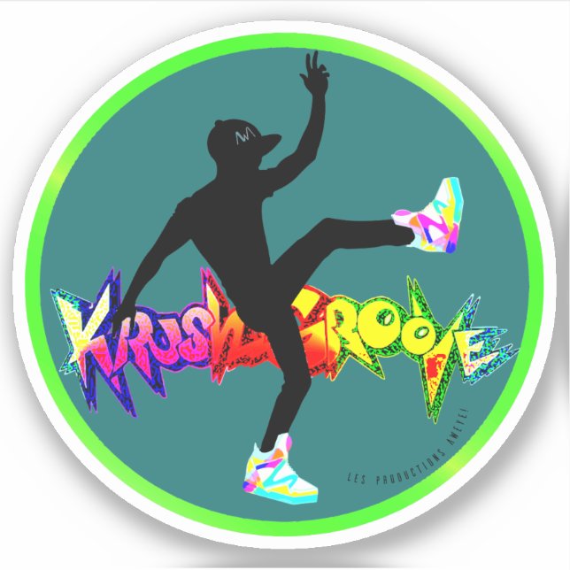 Autocollant rond hip hop KrushGroove (Devant)