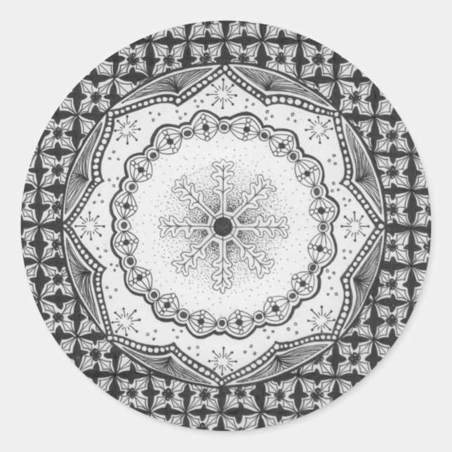 Autocollant rond Holly & Snowflake (Devant)